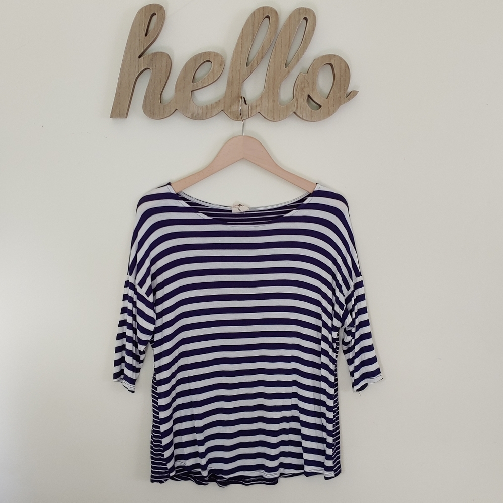 Navy/White Double Stripe Top (S)